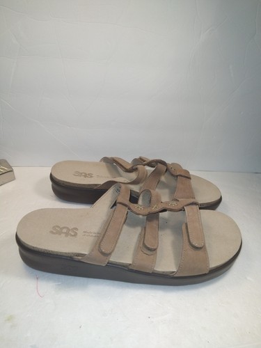 SAS Naples Tripad Comfort Brown Leather Slide Sandals Women's sz 10M $179