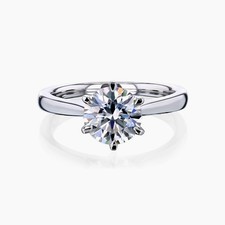 1 Ct Diamond Solitaire Ring 925 Silver Minimalist Gift for Girlfriend Birthday