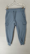 All In Motion Women Jogger Pant M Light Blue Mid Rise Cargo Tampered Leg Pockets