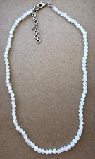 4mm Beaded Rainbow Moonstone Necklace 18” With 925 Sterling Silver Closure