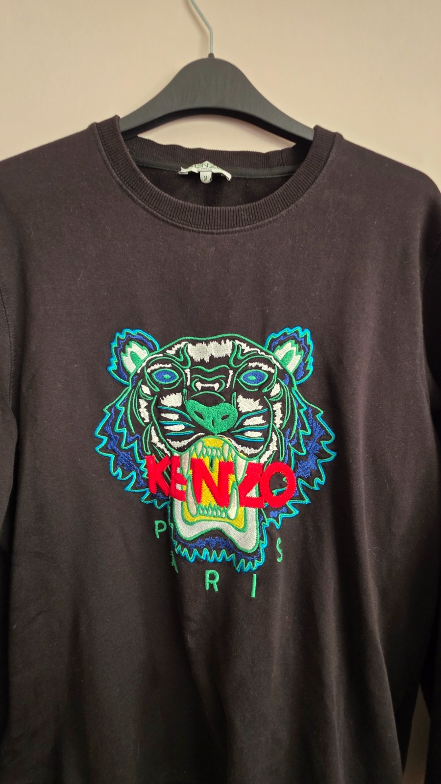 KENZO Paris Tiger Embroidered Sweatshirt Black Jumper Medium M P2P 21" image 2