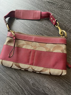 Vintage Coach Signature Red Stripe Small Handbag EUC | eBay