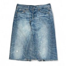 Vintage GAP Denim Skirt Women  s Size 4 Blue Button Fly 100 Cotton Raw Hem Midi