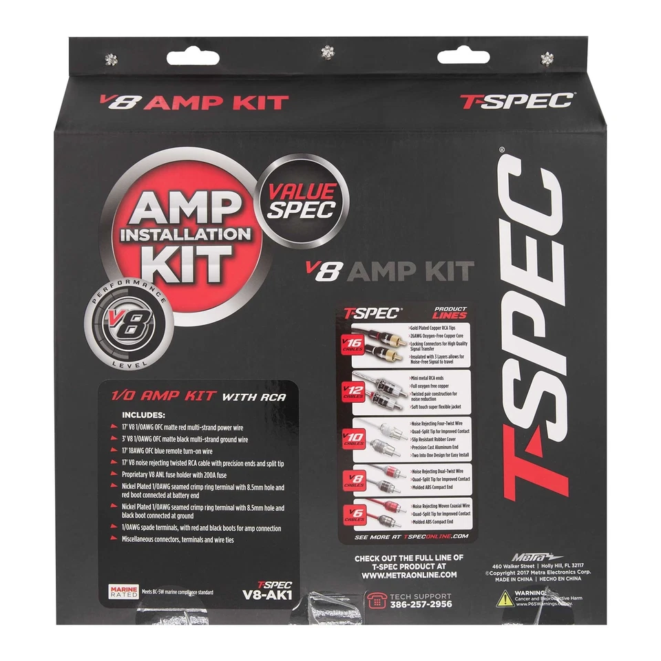 T-SPEC V8 1/0 AWG 100% OFC (OXYGEN FREE COPPER) 3800W AMPLIFIER WIRING KIT w/RCA - Image 2 of 4