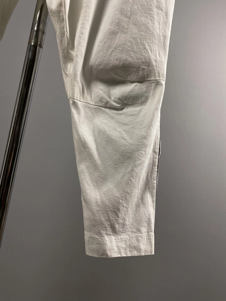 Rundholz Womens White Black Linen Lagenlook Stretch Zip Trousers Pants Size M - Image 4 of 4