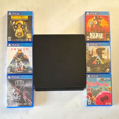 Sony PlayStation 4 Slim PS4 500GB Black Console w/6Games (READ DESCRIPTION)!!!!!