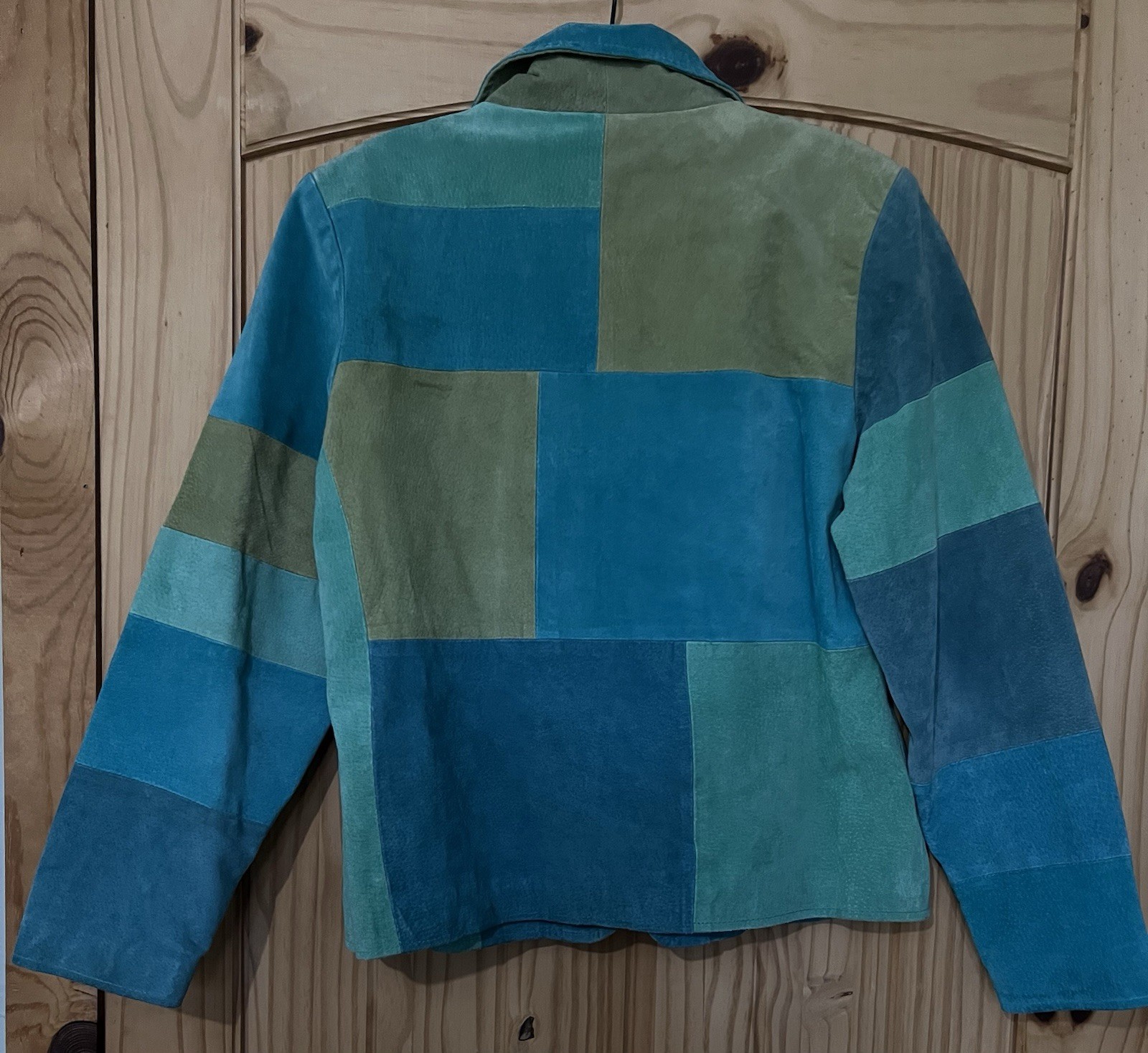 Vintage Suede Patchwork Collared Full Zip  90’s P… - image 2