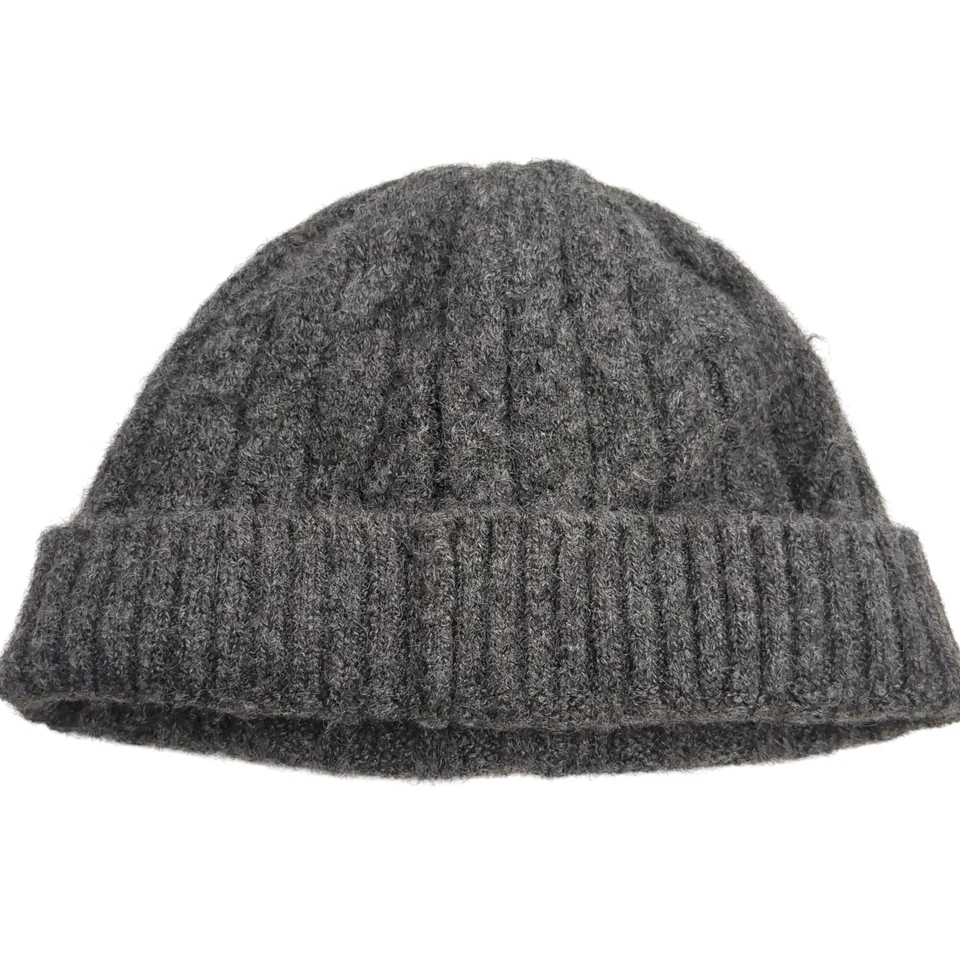 Coach Knit Beanie Hat B8320 Ribbed Knit Pull On Cap Gray Leather "CC" Tag SOFT - Image 4 of 4