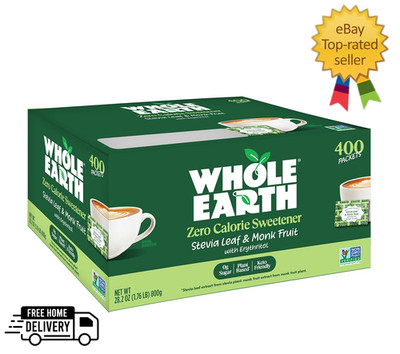 Whole Earth Stevia & Monk Fruit Zero Calorie Natural Sweetener 400 Packets