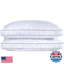 puredown Goose Feather  Down Pillow Set of 2 Queen Hotel Quality Bed Pillows