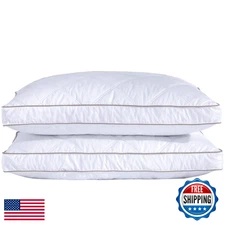 puredown Goose Feather & Down Pillow Set of 2 Queen Hotel Quality Bed Pillows