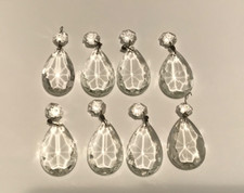 8 Teardrop Faceted Crystal Glass 2" Prisms for Lighting Chandelier Accents