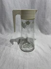 Vintage Anchor Hocking Atomic Starburst Glass 9" Juice Pitcher White Lid - L4027