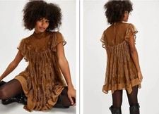 Free People Starry Eyed Mini Dress - Bronze/Brown - MEDIUM - BNWT - RRP £158