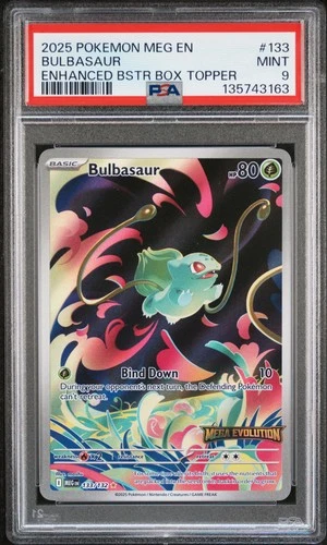 2025 POKEMON MEG EN-MEGA EVOLUTION ENHANCED BOOSTER BOX TOPPER BULBASAUR PSA 9
