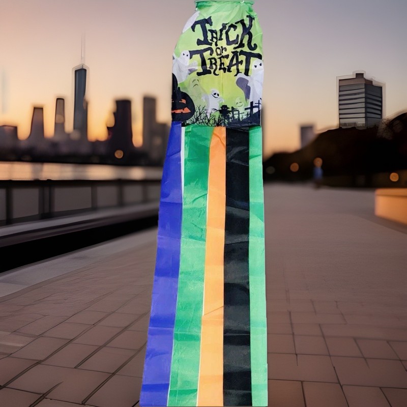 Halloween Windsock Trick Or Treat, Ghosts, Jack O Lanterns Pumpkins, Cemetery