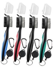 4 Pack Golf Club Brush and Club Groove Cleaner with Retractable Zip-line and