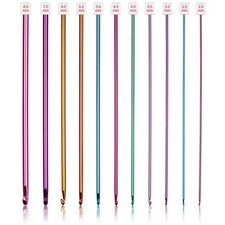 11pcs Long Tunisian Crochet Hook Set 2-8mm Multicolor Afghan Knitting Supplies