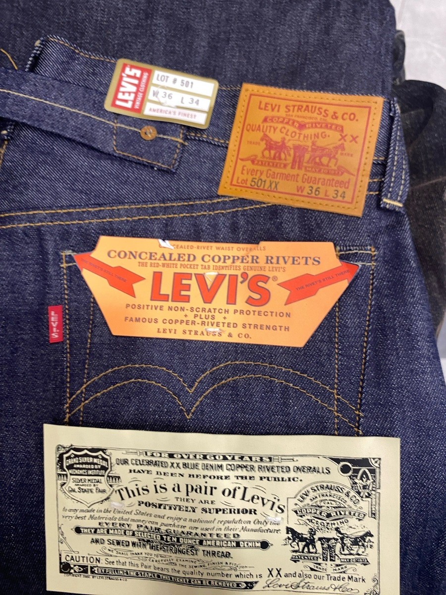 LVC Levi's Vintage Clothing 1937 501XX BigE Selvedge Jeans. 36/34