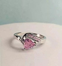 2.00Ct Trillion Cut Lab-Created Pink Sapphire Wedding Ring 14K White Gold Plated