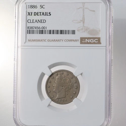 1886 Liberty Head 5C NGC Certified XF Details Cleaned