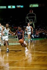 Isiah Thomas Detroit Pistons drives to the basket v Brian Shaw Bos- Old Photo