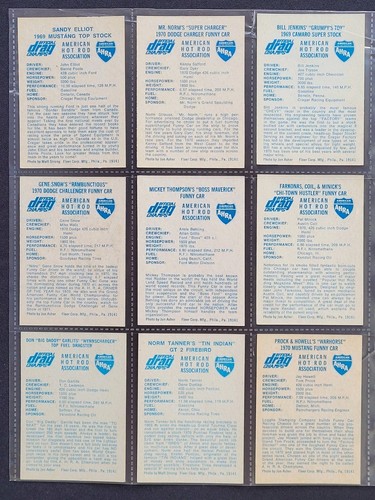 1971 Fleer AHRA Drag Champs Complete Set (63), Printed in Philadelphia - Picture 5 of 15