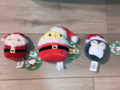 3 NEW CHRISTMAS SQUISHMALLOWS 5'' NICK  FLOYD FRENCH FRIES SANTA LUNA PENGUIN