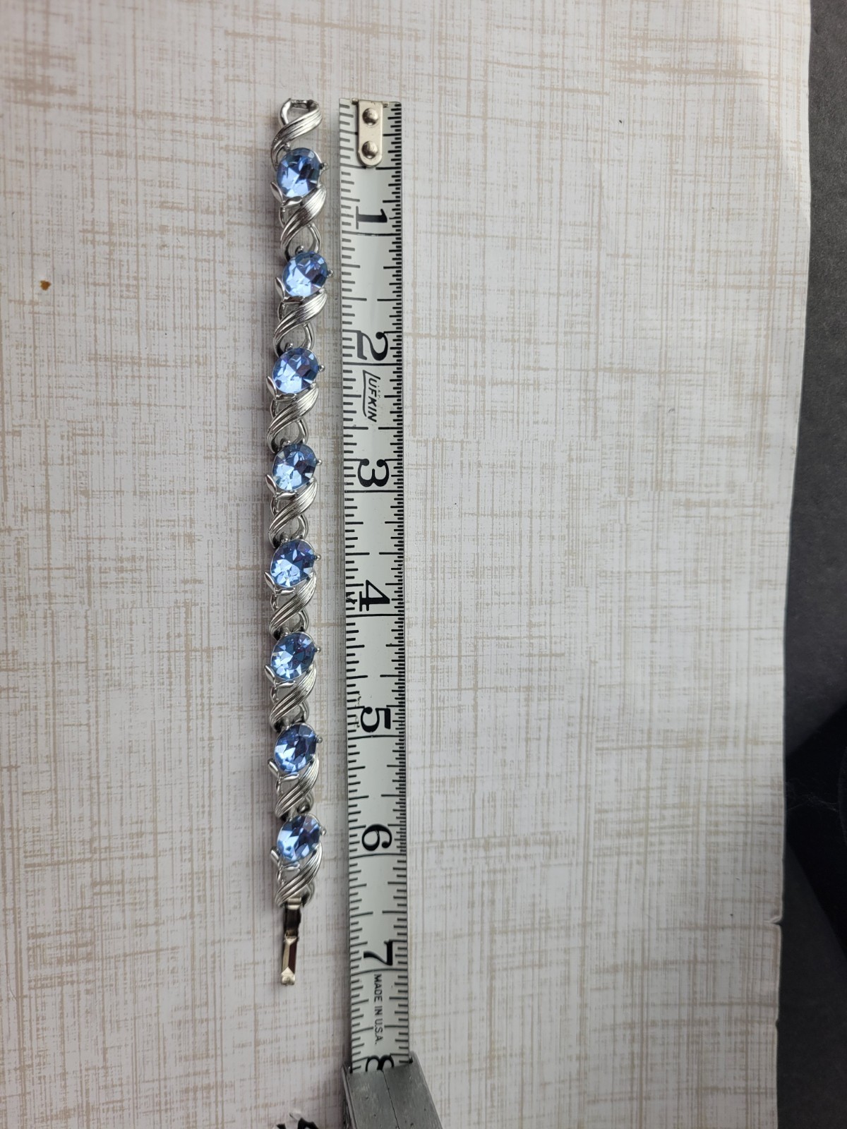 Signed Lisner Silver Tone Blue Rhinestone Bracele… - image 6