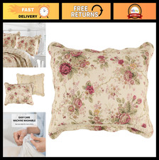 Antique Rose 100 Cotton Quilted Pillow Sham, Standard 20x26-inch, Ecru Color
