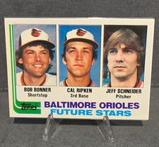 Topps 1982 #21 Baltimore Orioles Future Stars Cal Ripken Rookie Base Card. rookie card picture