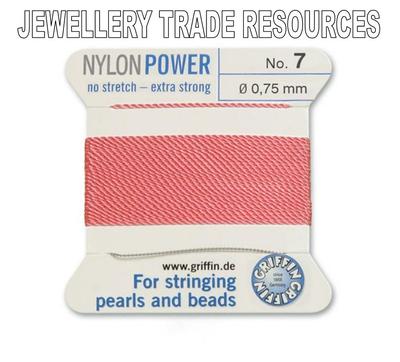 DUNKELROSA NYLON POWER SEIDIGENFADEN 0,75 mm SCHNURPERLEN & PERLEN GRIFFIN 7