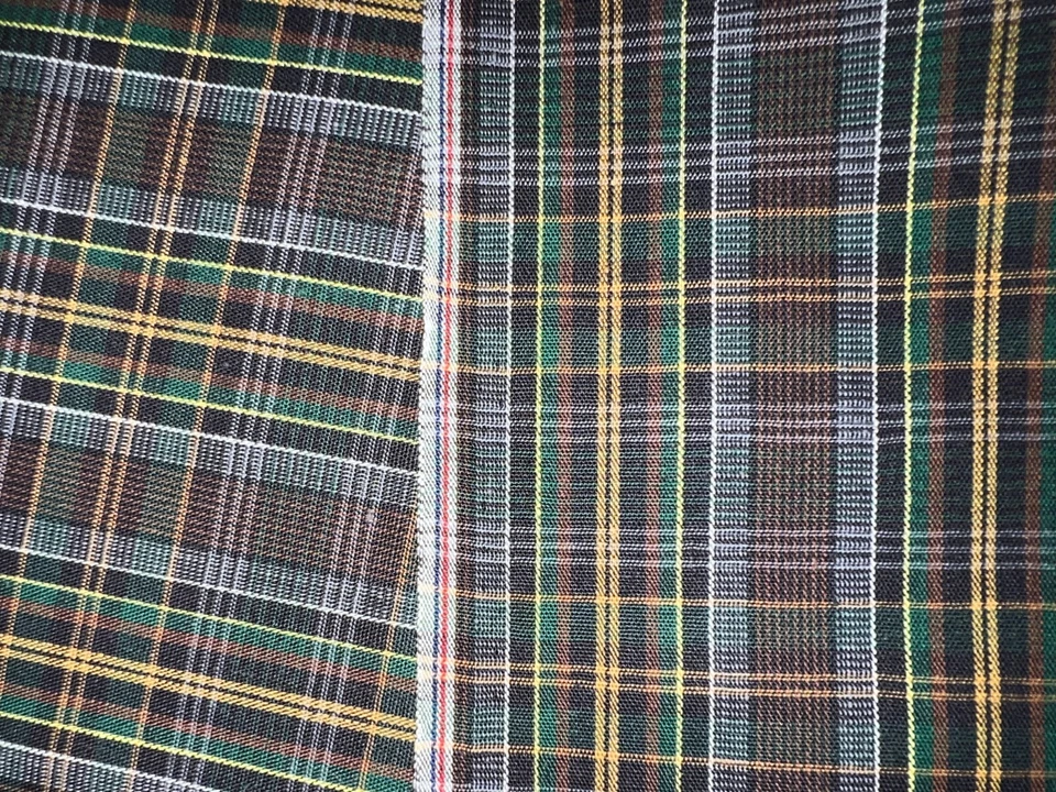 Coupon de tissu ancien pur coton fermière écossais larg 84 cm x H 75 cm C059 - Photo 4/4