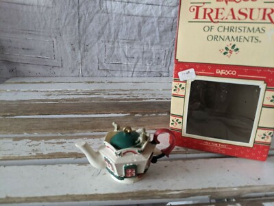 Enesco first tea for two tiny teapot ornament Xmas holiday tree new