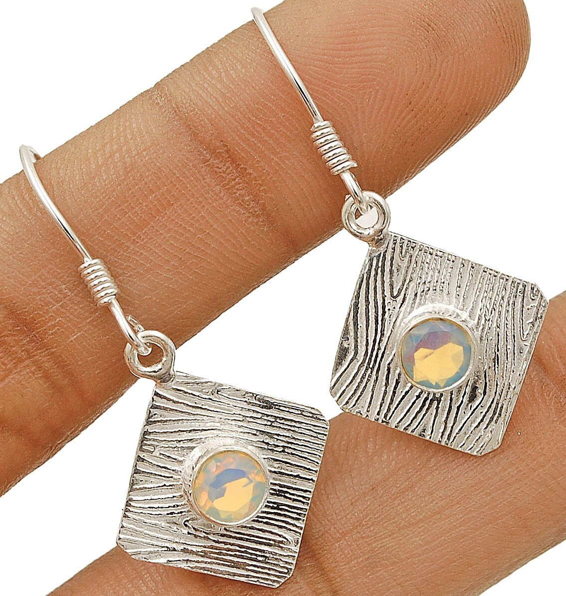 Natural Fire Opalite 925 Solid Sterling Silver Earrings