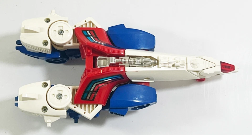 Figura suelta robot transformador triple rojo blanco azul Tomy Tribot 1985 de colección Foto 4 de 4