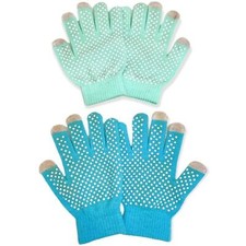 2 Sets Blue and Teal Cat Themed Winter Gloves