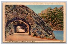 Triple Tunnels In Shoshone Canyon On Cody Road, Yellowstone Wyoming WY Postcard
