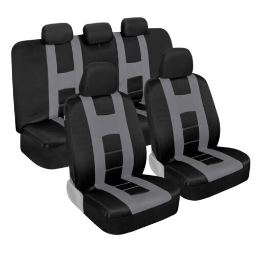 Car Seat Covers Full Set Front & Rear Bench for Auto Truck SUV Silver Gray - Picture 6 of 6