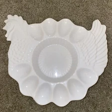 Vintage Teleflora Deviled Egg Platter Dish Plate Chicken Hen Shaped Portugal
