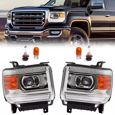 Halogen Headlights Projector For 2014-2018 GMC Sierra 1500 15-19 2500 3500HD