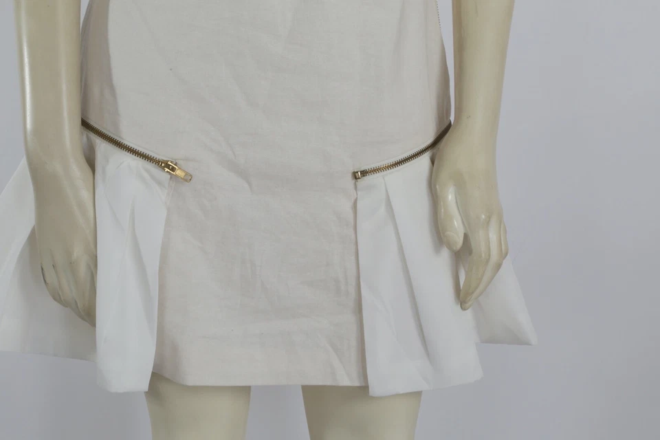 ESLEY White Sleeveless Pleated Zip Detailed Mini Dress Size S - Image 4 of 4