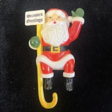 VTG Santa Claus 6.5" Seasons Greeting Stocking Hanger/Holder - Made in HONG KONG