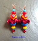 Colorful Earrings Fiesta Handmade Artisan Lampwork  Red Yellow Blue Party OOAK — photo 1