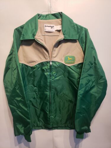 Vintage John Deere Trucker Farm Work Chore Snap Jacket Coat Mens Large Tractor - Afbeelding 1 van 9