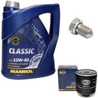 MotoröL ÖLfilter SM836 10W40 5 Liter + ÖLablassschraube FüR Audi Skoda VW Seat