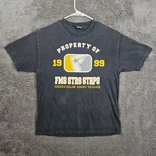 Famous Stars And Stripes T-Shirt Size LARGE Graphic Short Sleeve Cotton Blue