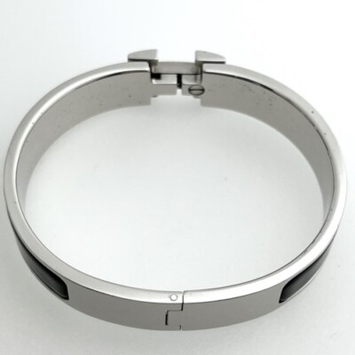 HERMES Click Crack PM H700001FP Metal Enamel Silver Black HERMES Click Crack PM H700001FP Metal Enamel Silver Black