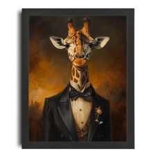 Vintage Giraffe Print Giraffe In Tuxedo Wall Art Altered Art Poster Giraffe Art