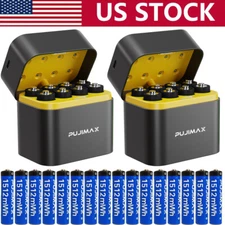 NEW 16PCS PUJIMAX 1.5V 1512mWh AAA Rechargeable Lithium Battery with Charger Box